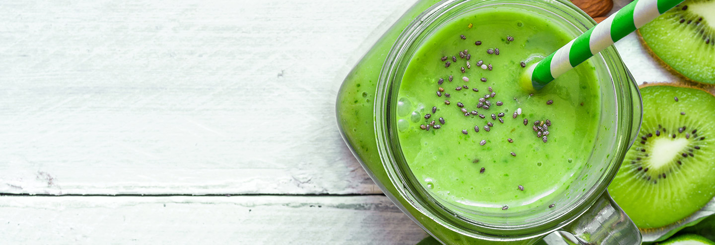 Imagem Smoothie de kiwi, espinafres e mirtilos