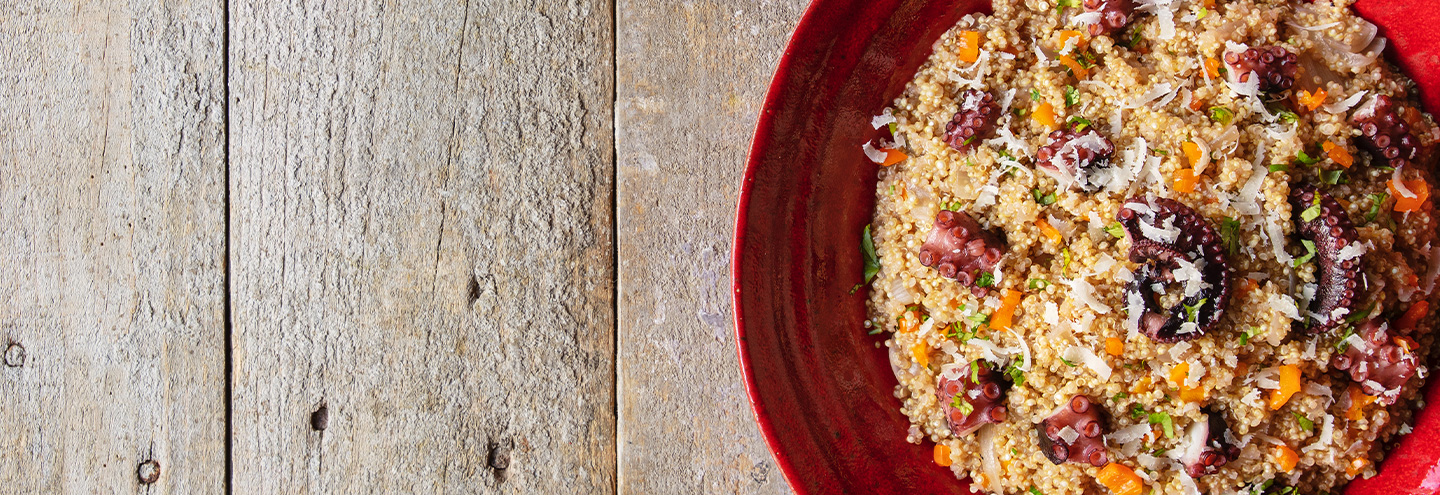 Imagem Quinoto de polvo (risoto de quinoa) com pimentos
