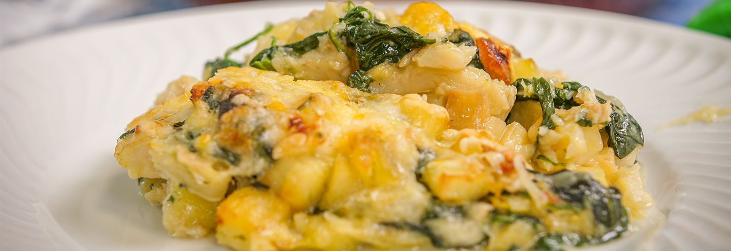 Imagem Bacalhau com espinafres no forno