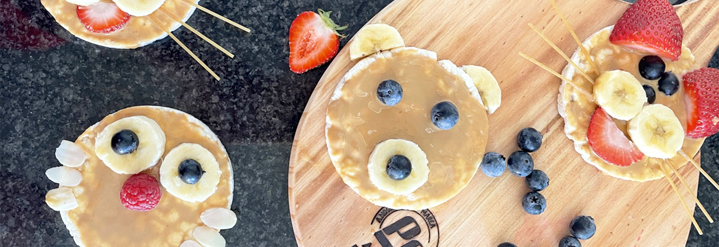 Imagem Tortitas com manteiga de amendoim e fruta