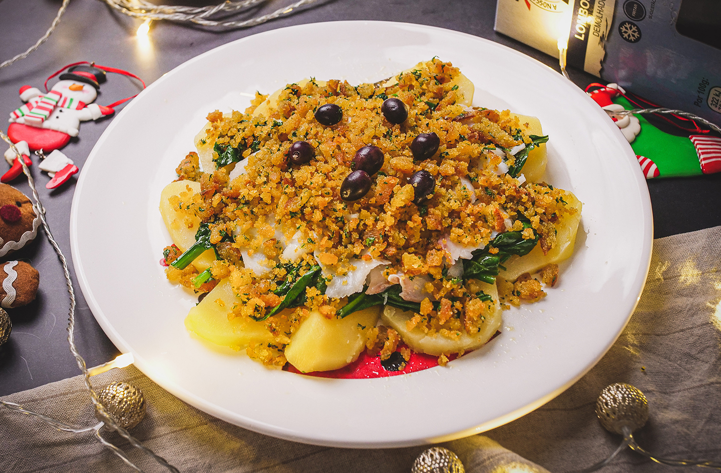 Imagem Bacalhau com broa e espinafres